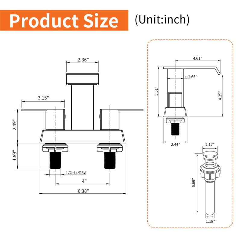 4-Inch Centerset Bathroom Faucet With Pop-Up Drain 3 Hole Waterfall Bathroom Sink Faucets Modern Stainless Steel Double Handle Bathroom Vanity Taps