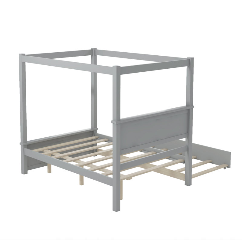 Full Platform Canopy Bed, Gray