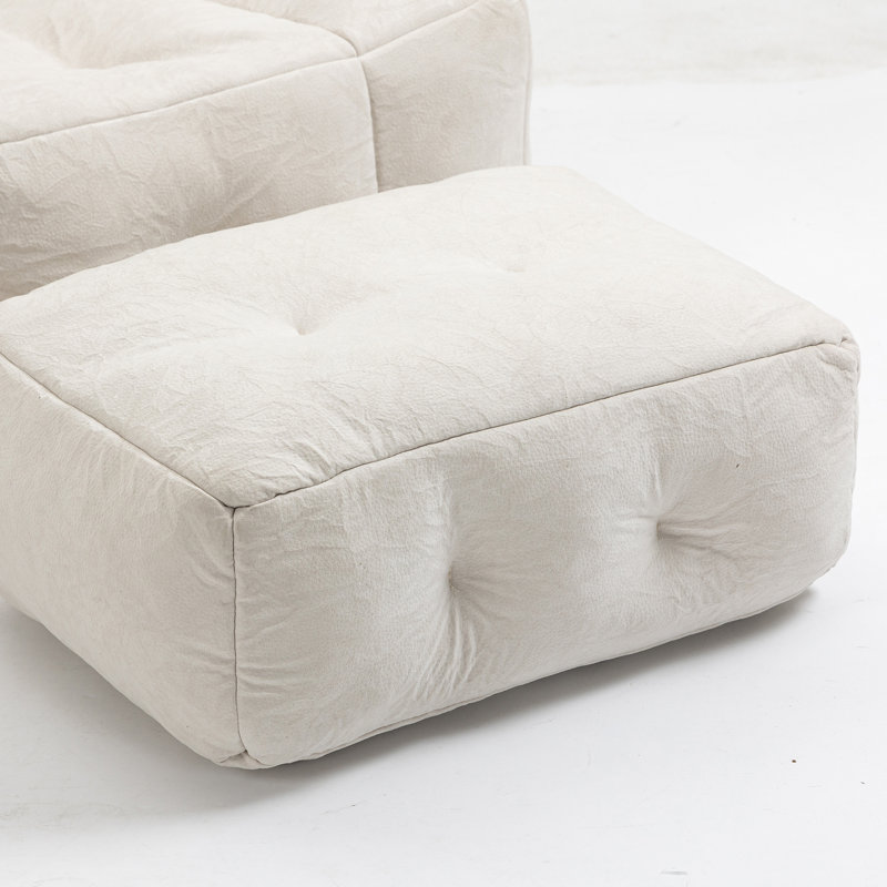 Plush Memory Foam Bean Bag Chair with Ottoman | Ergonomic Lazy Sofa for Adults | Super Soft Modern Design for Living Room/Bedroom/Apartment