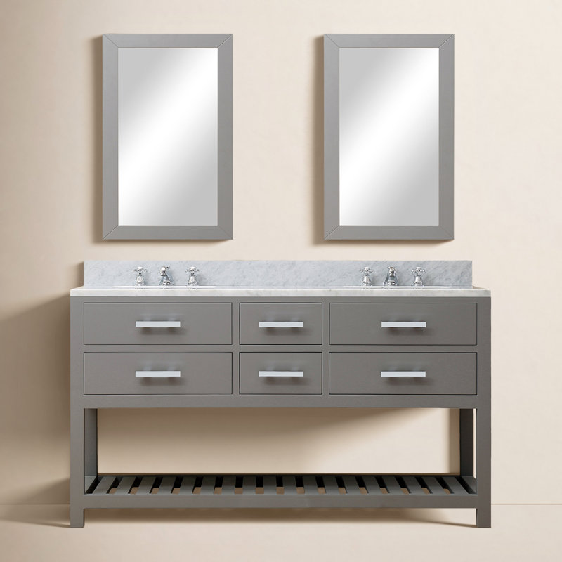 Madalyn 60" Double Sink Bathroom Vanity Set with Mirror, Cashmere Gray, 60"