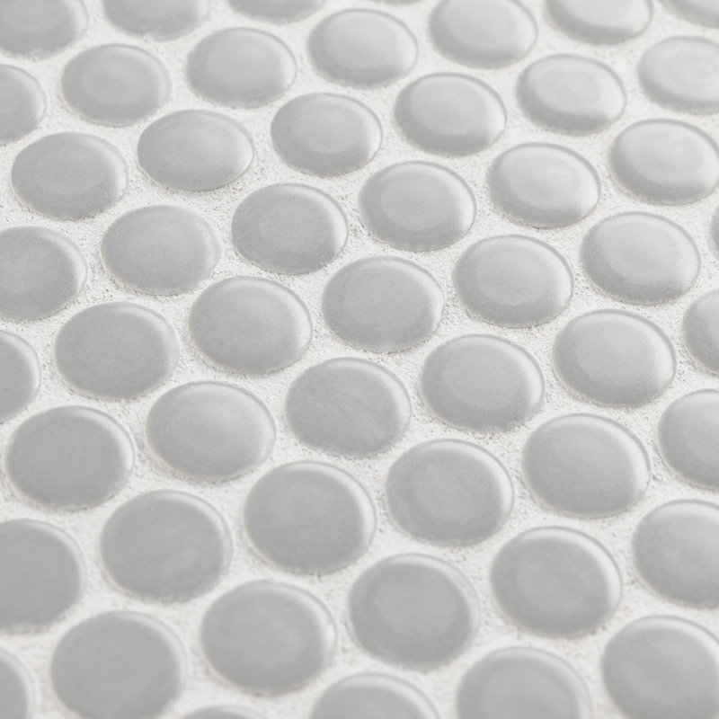 Metro Penny Matte Light Grey 9-3/4" x 11-1/2" Porcelain Mosaic Floor and Wall Tile