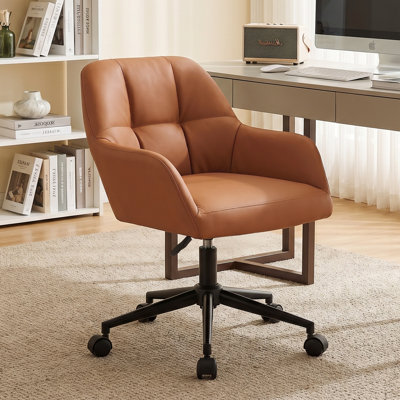  Chaise de bureau moderne en similicuir de style Mid-Century, chaise de bureau pivotante à hauteur réglable
