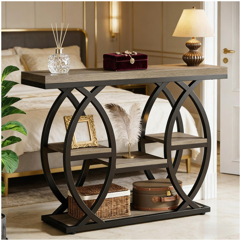 Stable Entryway Table,Console Table,Sofa Table,Side Table, Gray/Black