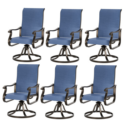 Ensemble de chaises de patio à bascule pivotantes en métal 6 pièces Ashan 