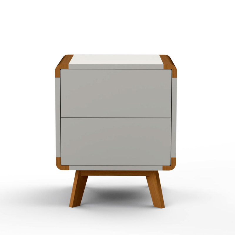Foristell 45cm W Bedside Table, Brown, White