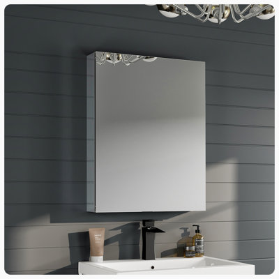 Al 20 " W X 26.6 " H Surface and Recessed Frameless Medicine Cabinet with Mirror