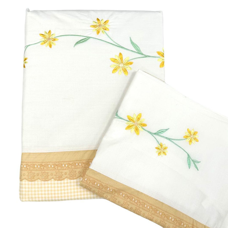 Cordova Cotton Blend, Polyester Floral Duvet Cover with Pillowcases