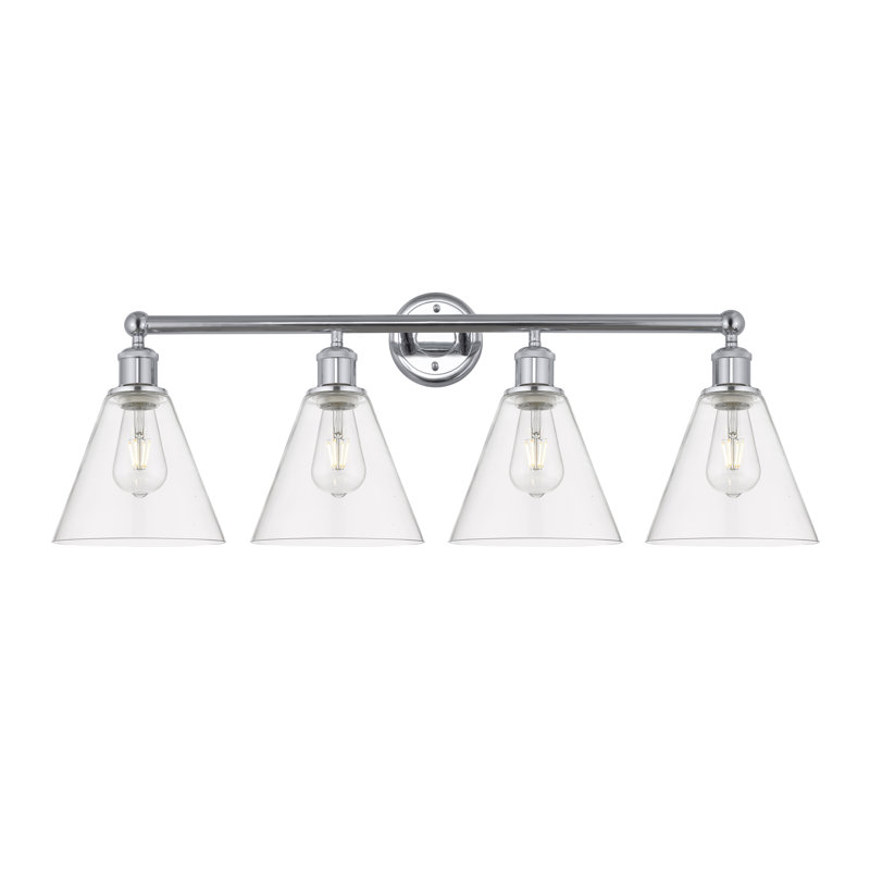 Éclairage de salle de bain à intensité variable à 4 lumières Mallery, Transparent, Chrome poli
