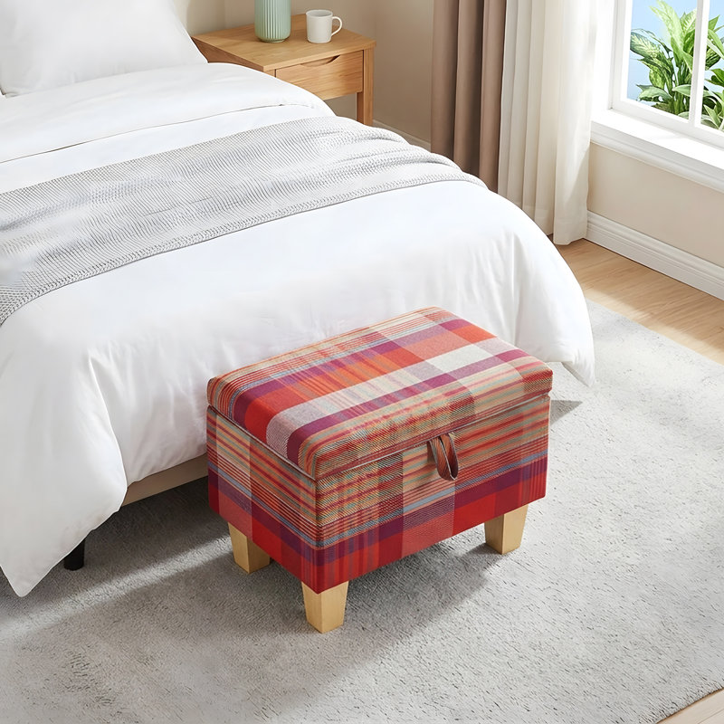 49cm Wide Rectangle Standard Ottoman, 36" H x 49" W x 33" D, Red Plaid