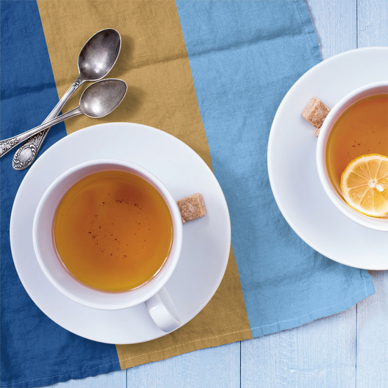 Stripe Tea Towel Kitchen Towel, Cotton Twill, Blue/Gold/Powder Blue Baseball