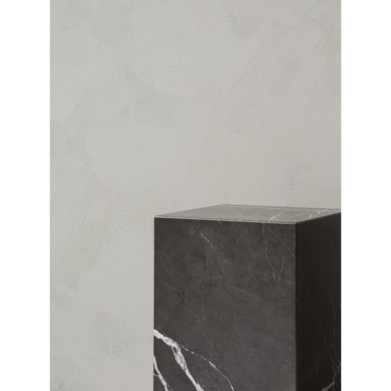 Plinth Marble End Table, Gray Kendzo, 20.1" H x 11.8" W x 11.8" D