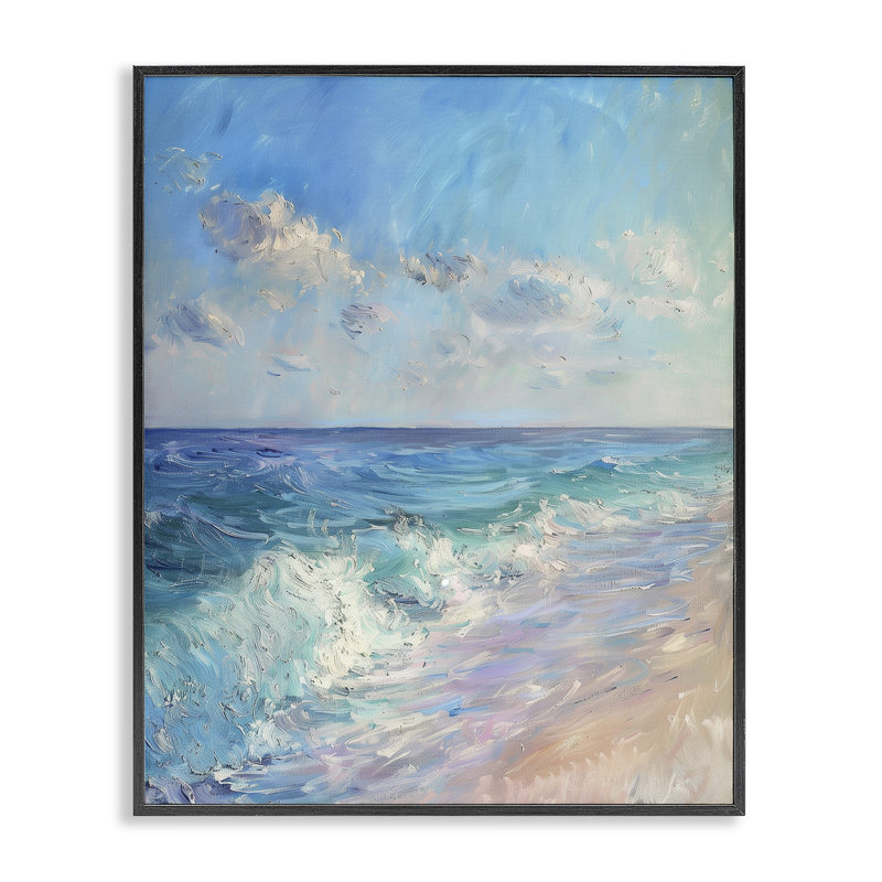 «Soft Ocean Beach», estampe numérique par LSR Design Studio, Giclée encadrée noir minuit, H 30 po x l 24 po