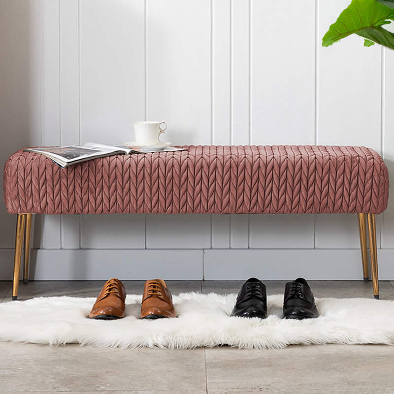 Banc rembourré en velours Aghvarth, Rose