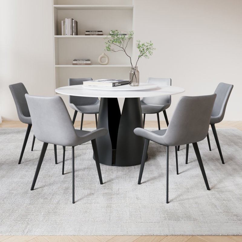 Cherno 6 - Person Pedestal Dining Set, White