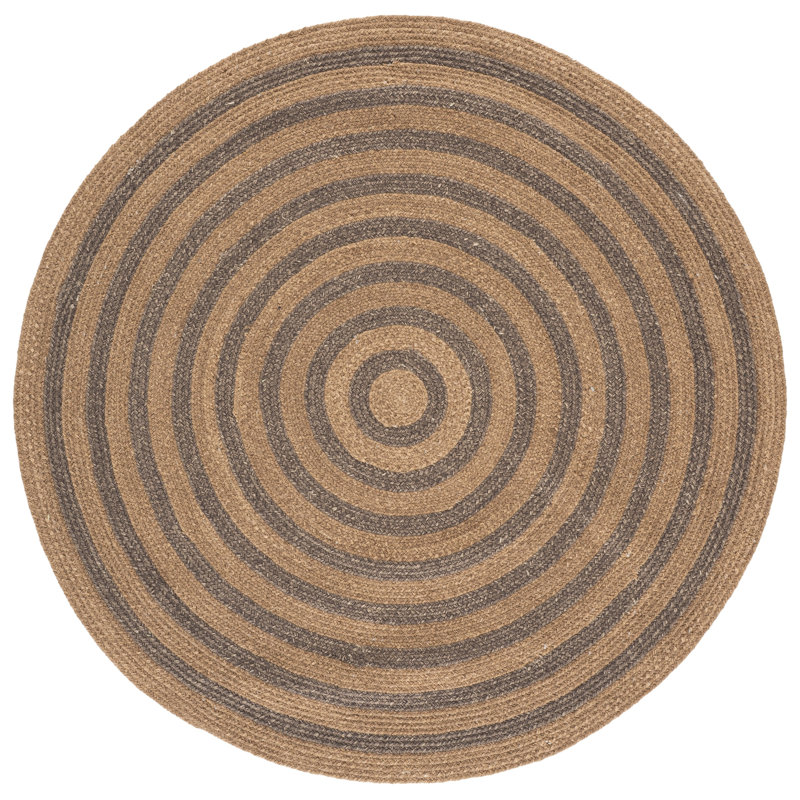 Braided Hand Woven No Pattern Indoor Rug, 5'-0" x 5'-0" Round