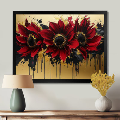 «Vibrant Fiery Garden of Absract Sunflowers II» - art mural tournesols