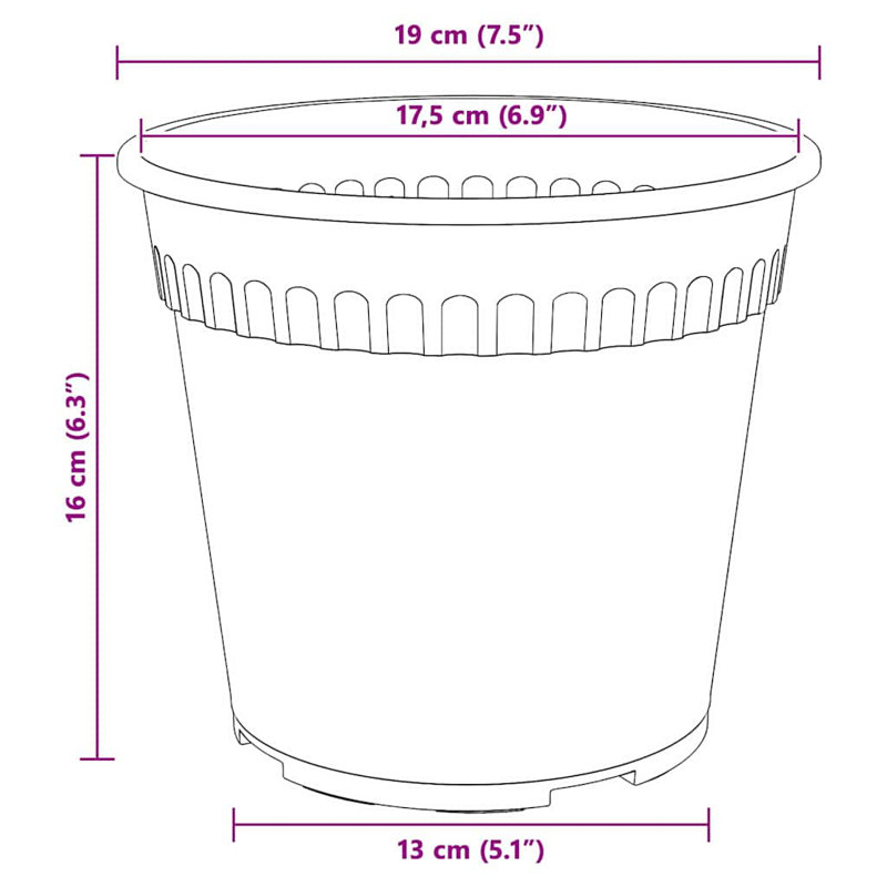 Pot Planter, 16cm H x 19cm W x 19cm D, Black