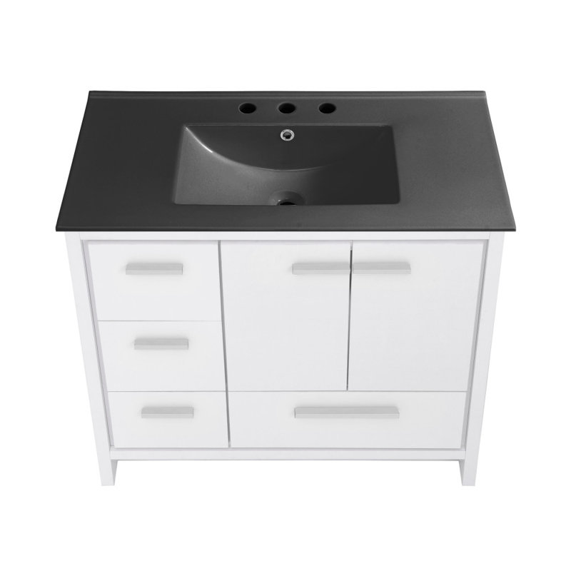Virage 36 Freestanding, Bathroom Vanity, White, Black, 3