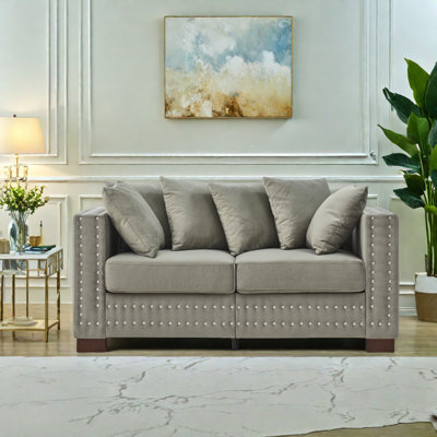 Causeuse rembourrée en velours avec accoudoirs carrés décoratifs Modern Design