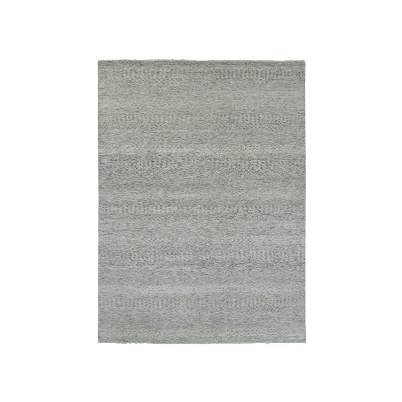 Tapis oriental rectangulaire gris en laine noué à la main 9 pi 0 po x 12 pi 4 po - MOA10279741, Rectangle 9 pi x 12 pi 4 po