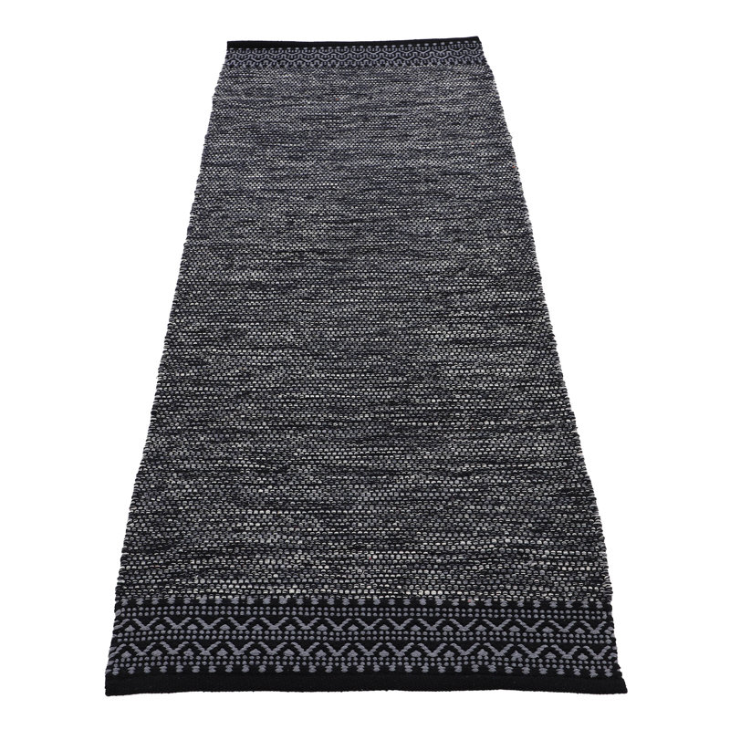 Handwoven Handmade Kilim Cotton Black/Navy Rug, Runner 80 x 350cm