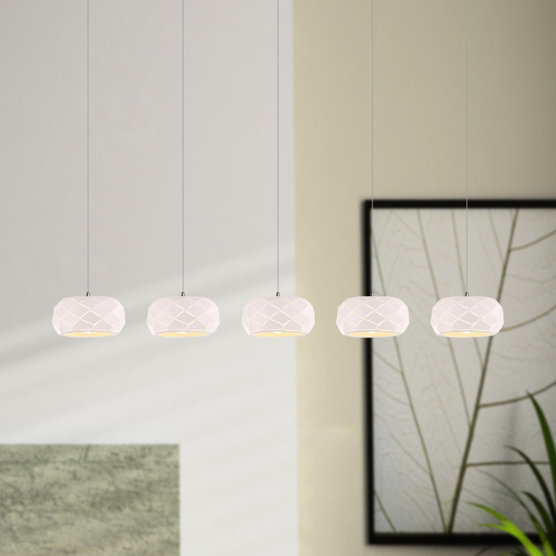 Bixby 5 - Light Natural Cluster Pendant, White