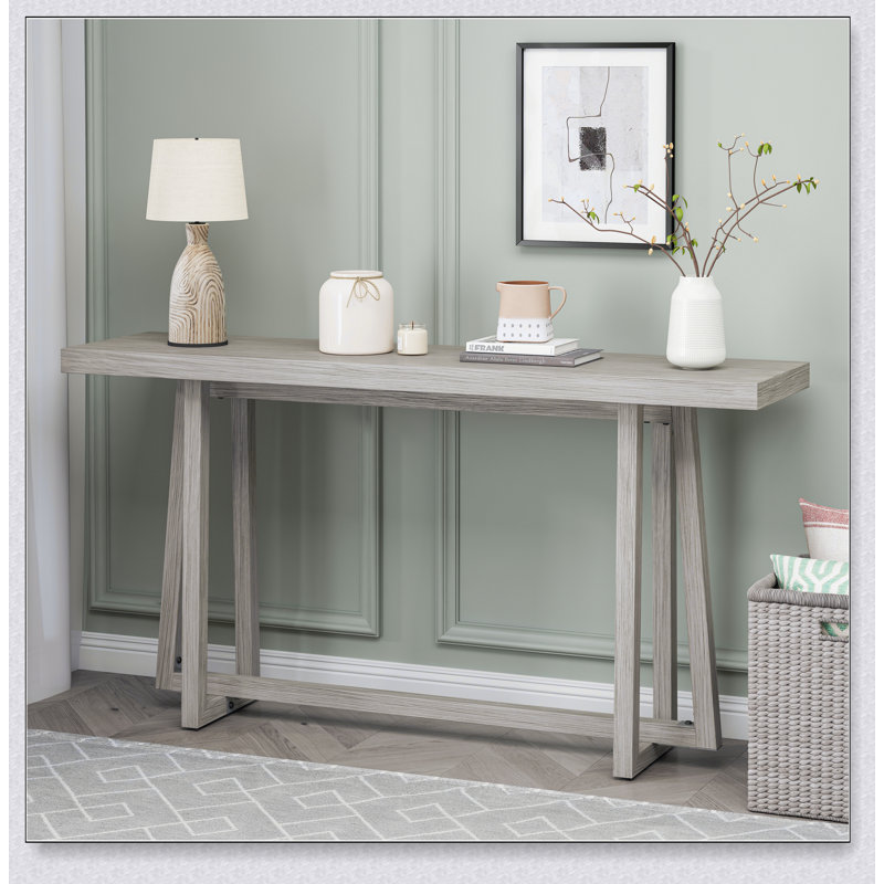 59.84'' Stylish Rectangular Console Table, Durable Outdoor And Indoor Use, Ideal For Entryway, Hallway, Living Room, And Patio, Grey