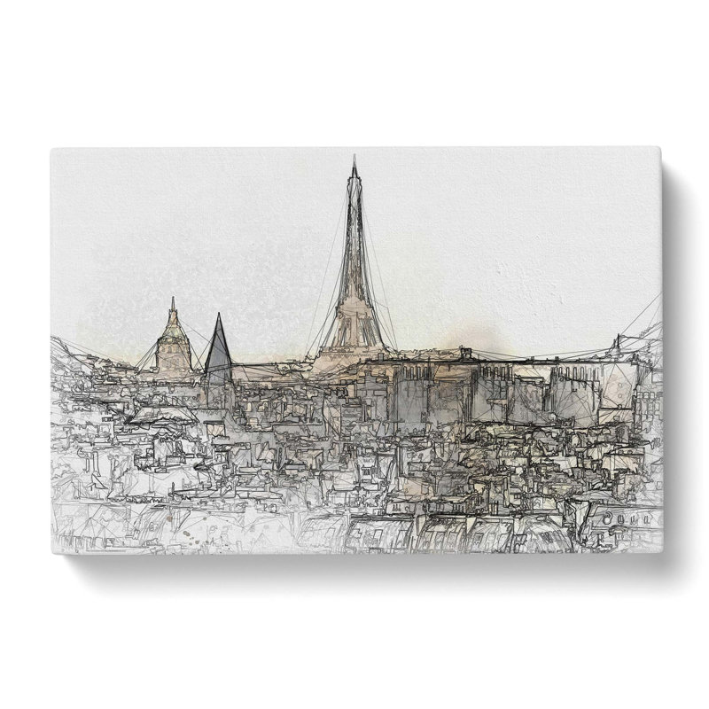 Misty Eiffel Tower In Paris France In Abstract - Wrapped Canvas Print, 40cm H x 60cm W x 3cm D