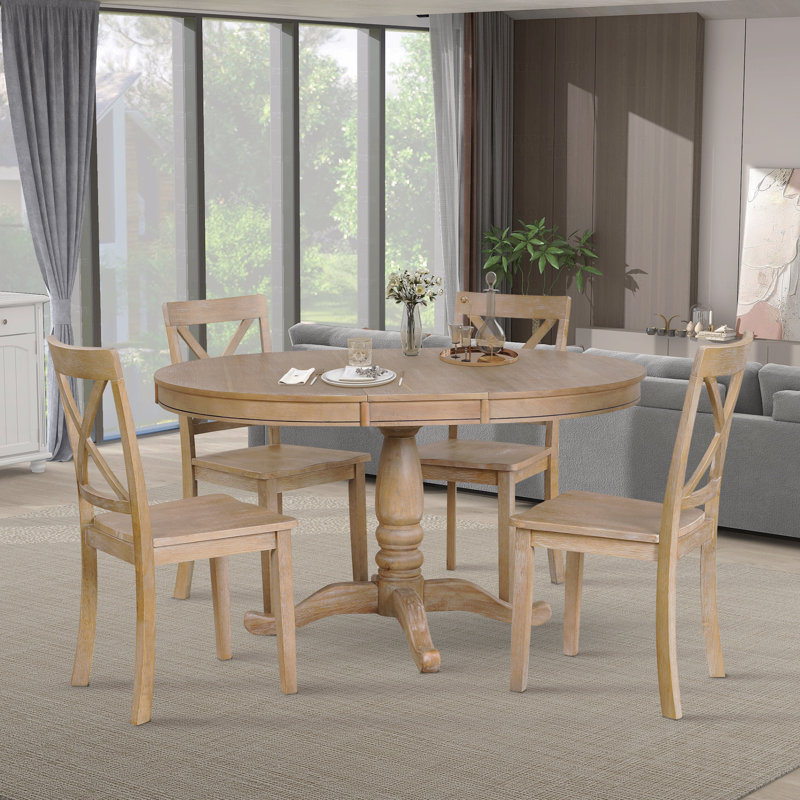 Modern Dining Table Set For 4 People,Round Table And 4 Kitchen Room Chairs,5 Piece Kitchen Table Set For Dining Room,Dinette,Breakfast Nook