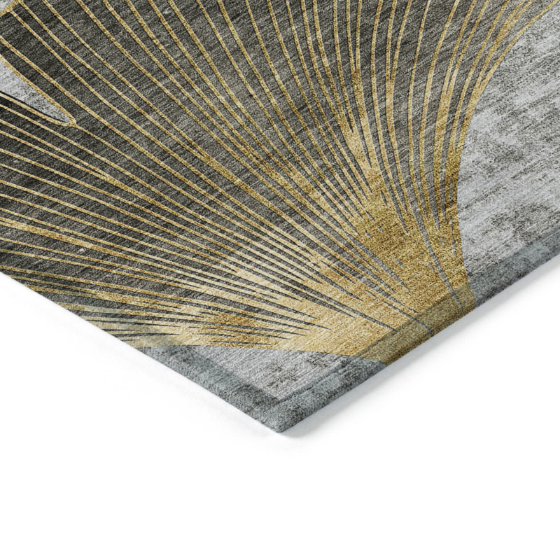 Tapis floral lavable d'intérieur 9 pi x 12 pi argenté