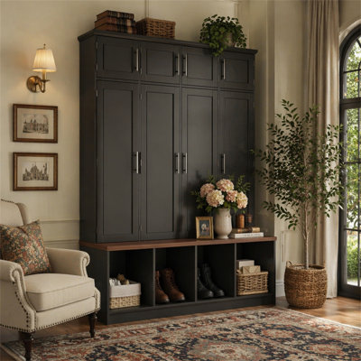 Hall Tree with 4 Hidden Hanging Hooks