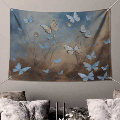 Tapisserie murale «Blue Brown Butterflies» - Décoration murale papillons