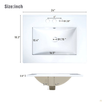 Ce meuble-lavabo gris de 24 pouces avec lavabo en céramique intégré comprend une tablette à double couche, des tiroirs à fermeture en douceur et une porte d'armoire à fermeture en douceur.