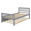Structure de lit plateforme en bois robuste avec lit gigogne escamotable-1330119456