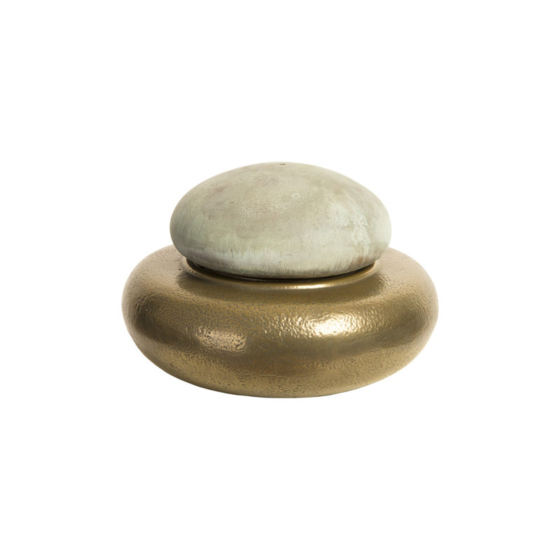 Fontaine Heian, SM, plateau bronze, base Brase, Bronze, laiton, H 11 po x l 15 po x P 15 po