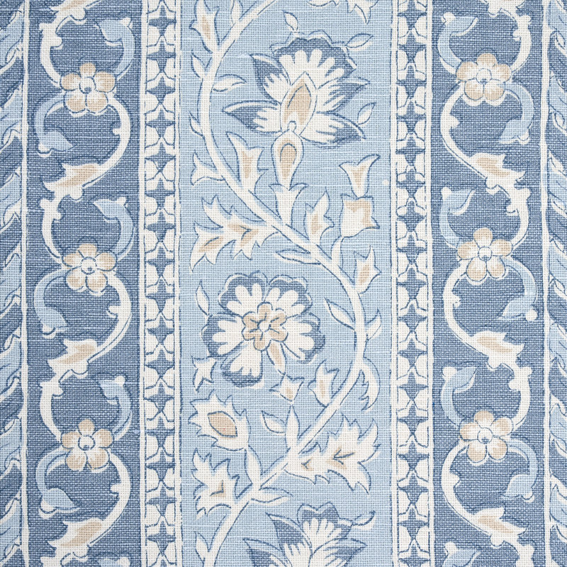 Schumacher x Mark D. Sikes Ojai Paisley Fabric, China Blue