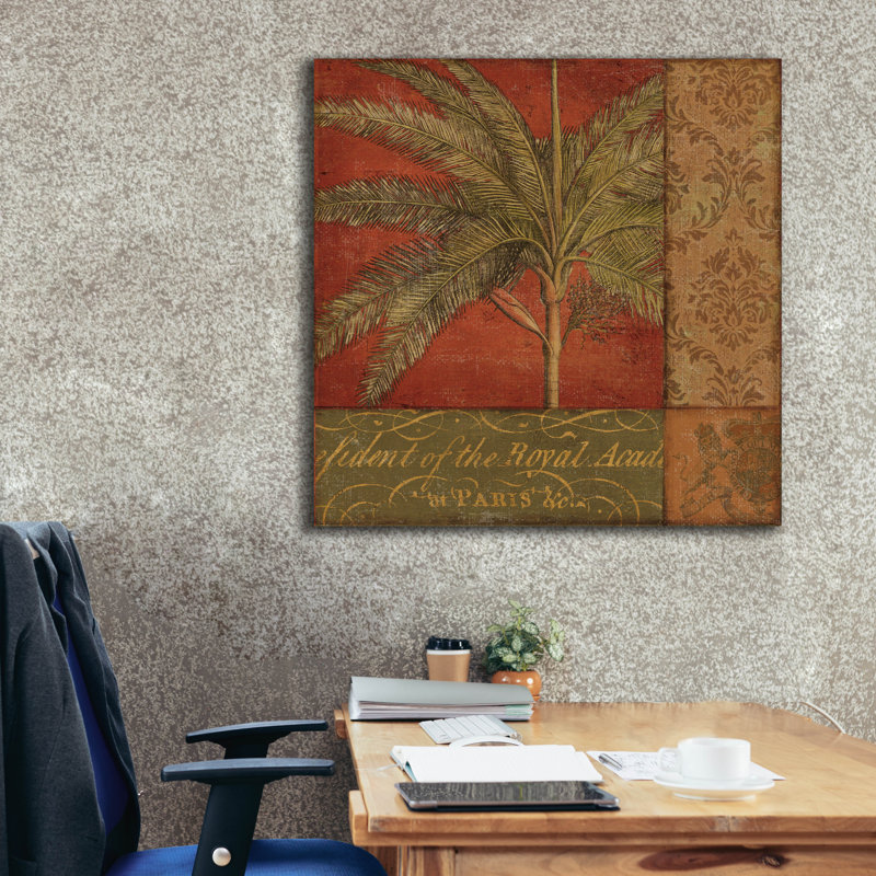 «Golden Palm II» par NBL Studio, art mural en verre acrylique, H 37 po x l 37 po x P 1,5 po