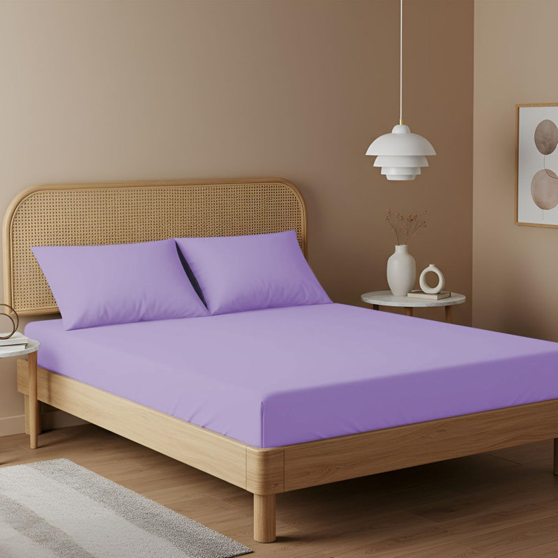 Machine Woven Fitted Sheet, Super King, Lavender