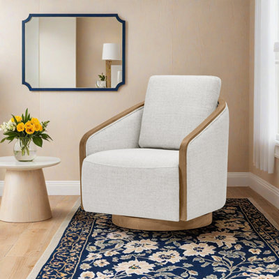 Nieve 29.5'' Wide Upholstered Swivel Barrel Chair