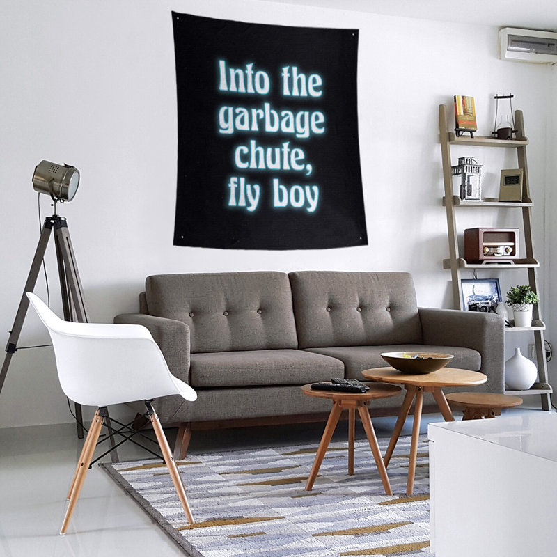 Tapisserie citation d’humour space en polyester, H 104 po x l 88 po