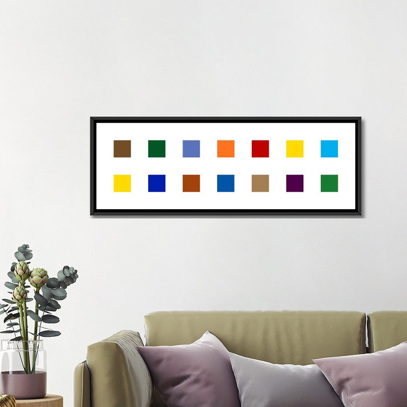 Albree Modern Colorful Squares, impression sur toile, H 16 po x l 48 po x P 1,5 po, Toile avec cadre noir