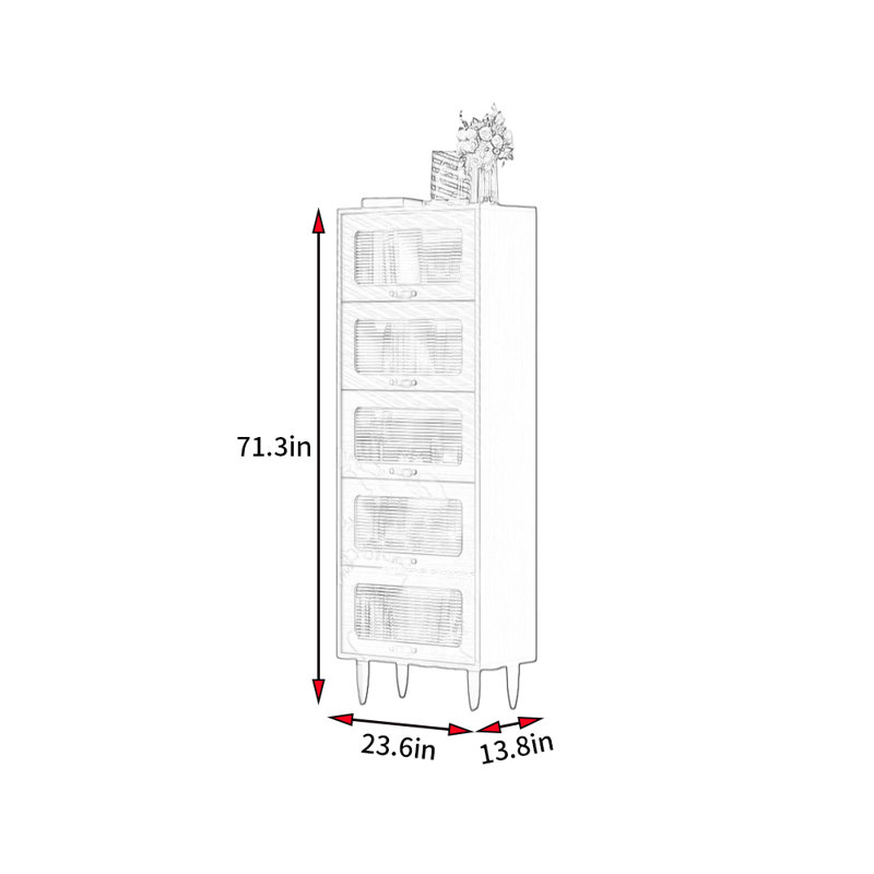 Demecio, (5 Shelves) 71.3"H x 23.6"W x 13.8"D