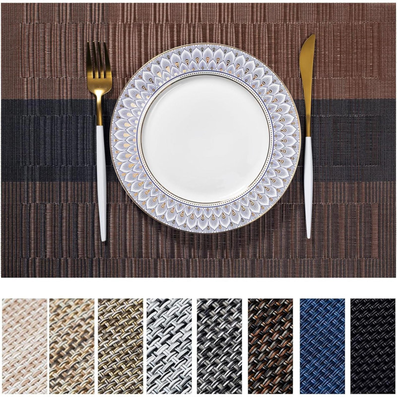 Ensemble de 12 napperons tissés en vinyle / plastique pour table de cuisine