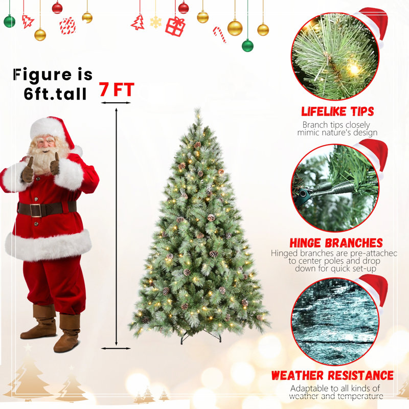 Arbre de Noël 7,5 pi avec 450 lumières DEL blanc chaud, 7.5"