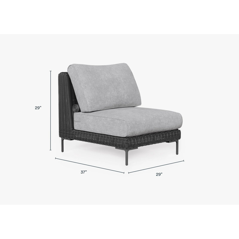 Chaise sans accoudoirs d'extérieur en osier brun, Gris brouillard du Pacifique, Noir, noir, noir, noir
