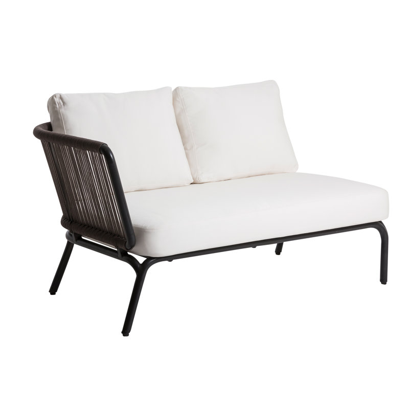 Causeuse avec coussins Yland, Anthracite, Toile Sunbrella® naturel