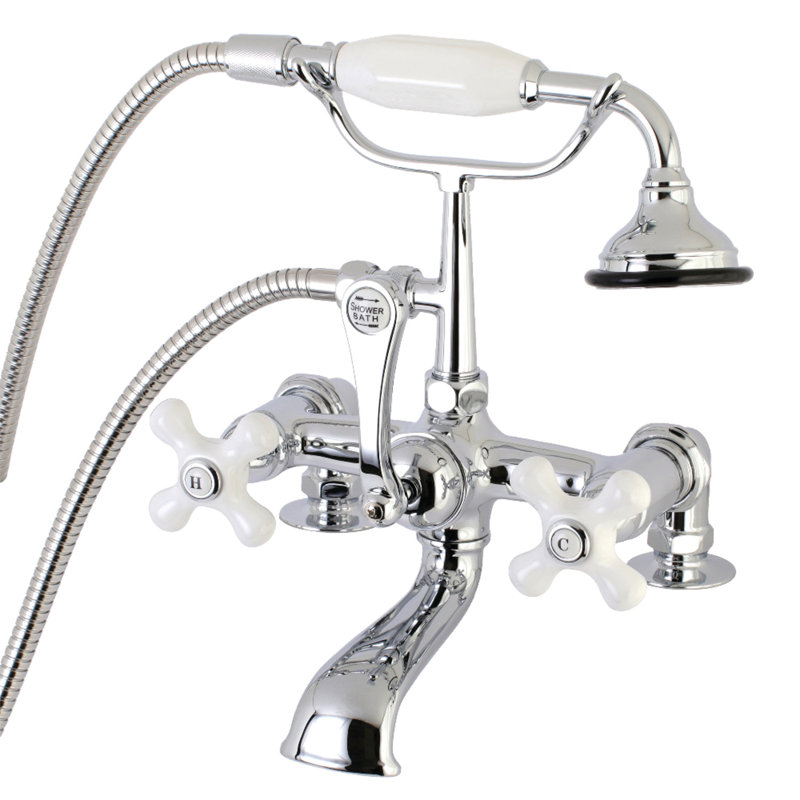 Polished Chrome Clawfoot Tub Faucet with Hand Shower