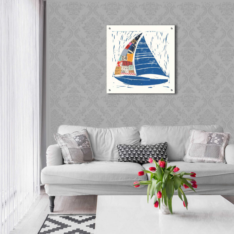 «Nautical Collage IV» par Courtney Prahl, art mural en verre acrylique, H 24 po x l 24 po x P 0,2 po