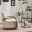 Fauteuil d'appoint pivotant de style Mid-Century, accoudoirs courbés en bois massif et pivot à 360 °