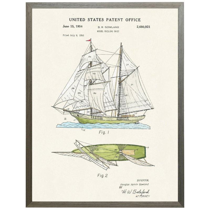 Model Ship Patent in Grey Frame